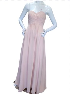 Strapless Sweetheart Long Chiffon Dress in Light Peach